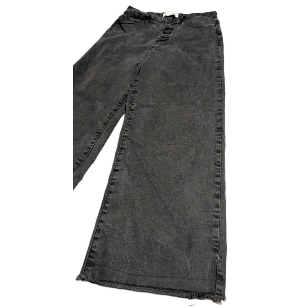 Vervet Womens 29 High Rise Wide Leg Jeans Gray Raw Hem Stretch Denim - Picture 9 of 9